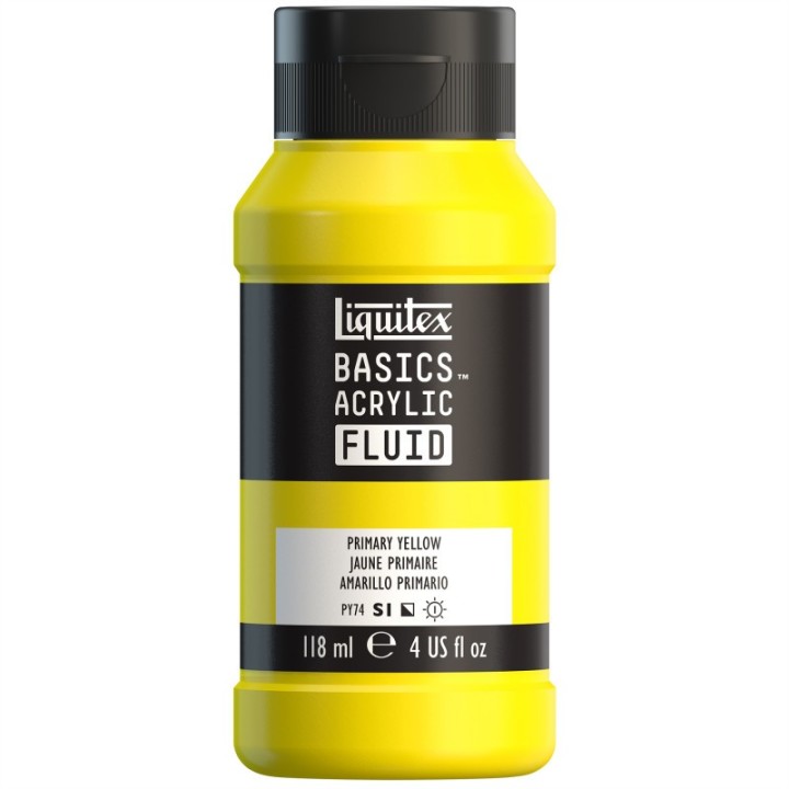 Liquitex BASICS Acrylic Fluid, 118 mL Bottle, Primary Yellow