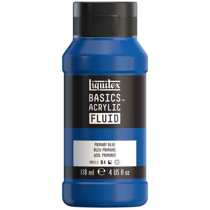 Liquitex BASICS Acrylic Fluid, 118 mL Bottle, Primary Blue