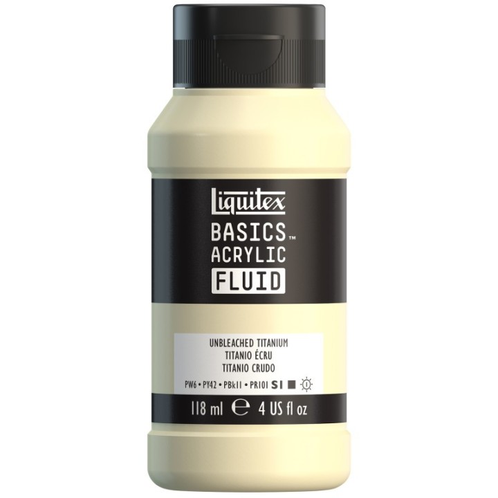 Liquitex BASICS Acrylic Fluid, 118 mL Bottle, Unbleached Titanium