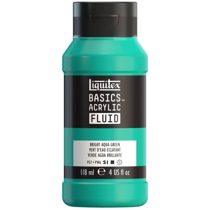 Liquitex BASICS Acrylic Fluid, 118 mL Bottle, Bright Aqua Green