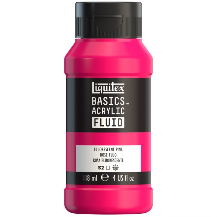 Liquitex BASICS Acrylic Fluid, 118 mL Bottle, Fluorescent Pink