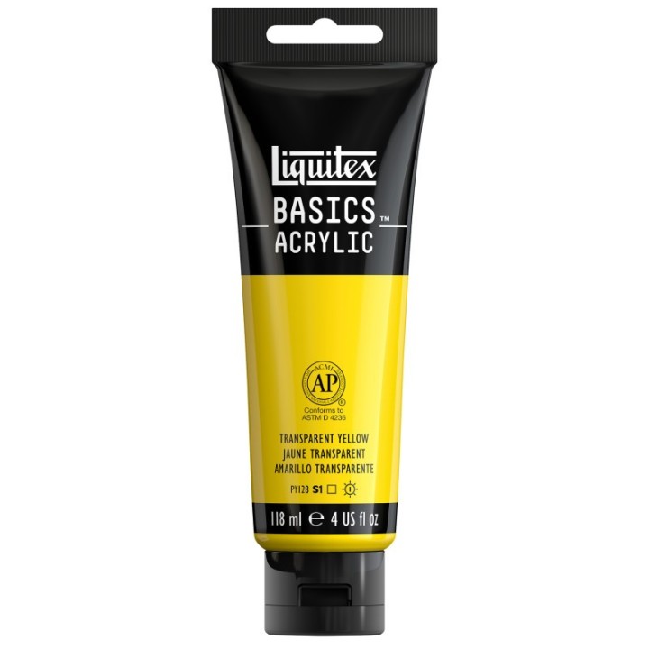 Liquitex BASICS Acrylic Paint, 118 mL Tube, Transparent Yellow