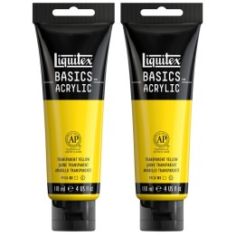 Liquitex BASICS Acrylic Paint, 118 mL Tube, Transparent Yellow, Pack of 2