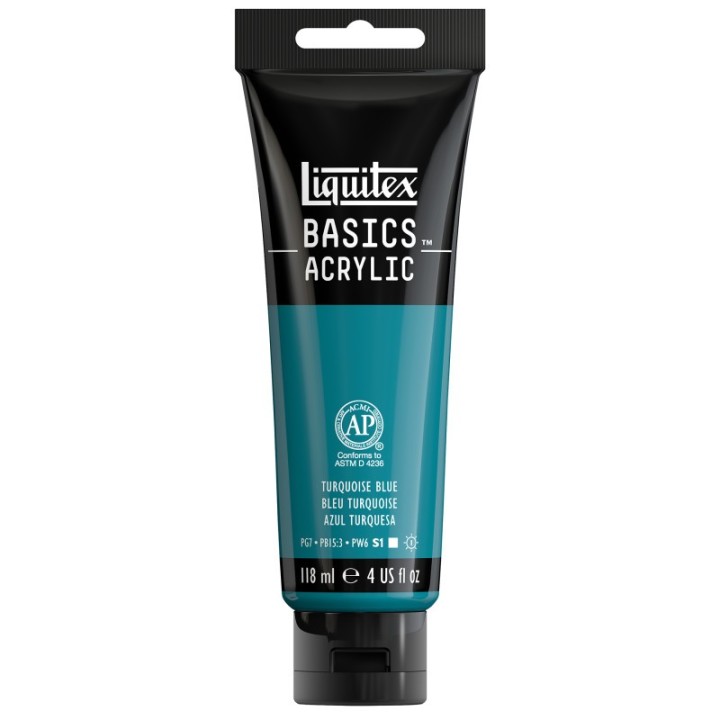 Liquitex BASICS Acrylic Paint, 118 mL Tube, Turquoise Blue