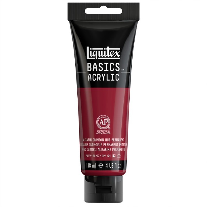 Liquitex BASICS Acrylic Paint, 118 mL Tube, Alizarin Crimson Hue