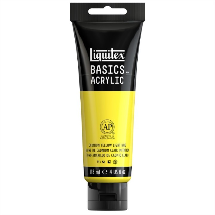 Liquitex BASICS Acrylic Paint, 118 mL Tube, Cadmium Yellow Light Hue