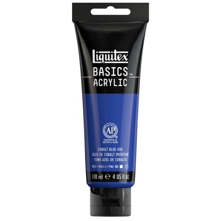 Liquitex BASICS Acrylic Paint, 118 mL Tube, Cobalt Blue Hue