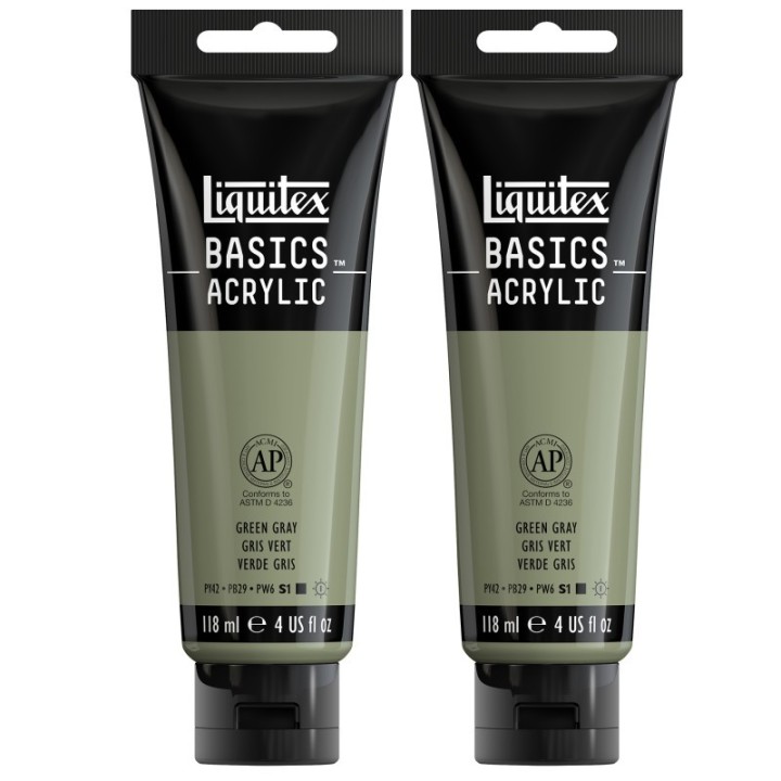 Liquitex BASICS Acrylic Paint, 118 mL Tube, Green Gray, Pack of 2