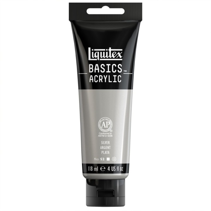 Liquitex BASICS Acrylic Paint, 118 mL Tube, Silver