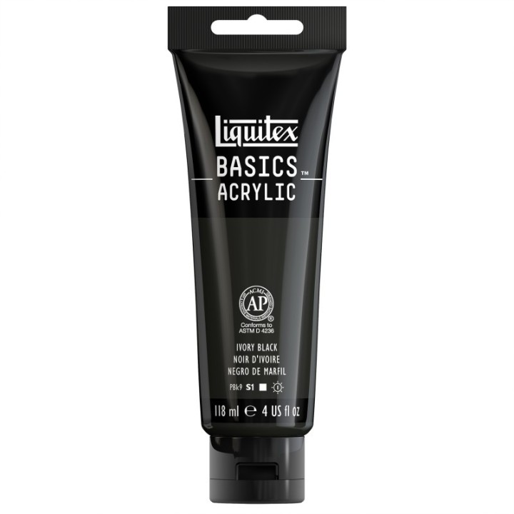 Liquitex BASICS Acrylic Paint, 118 mL Tube, Ivory Black