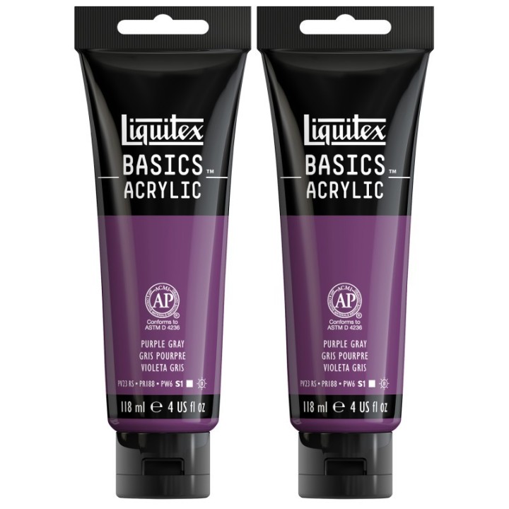 Liquitex BASICS Acrylic Paint, 118 mL Tube, Purple Gray, Pack of 2