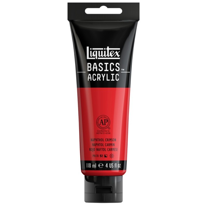 Liquitex BASICS Acrylic Paint, 118 mL Tube, Naphthol Crimson