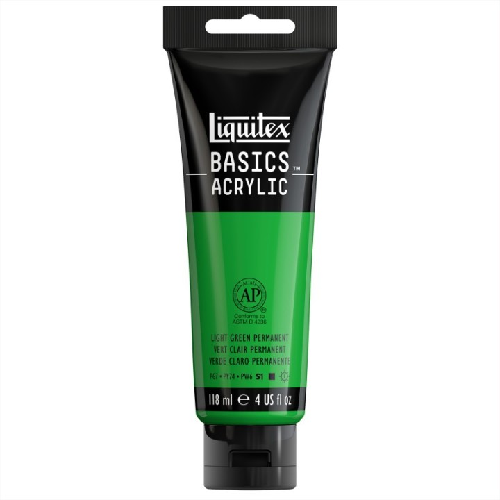 Liquitex BASICS Acrylic Paint, 118 mL Tube, Light Green Permanent