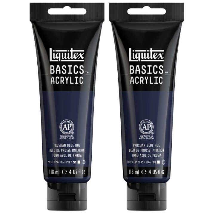 Liquitex BASICS Acrylic Paint, 118 mL Tube, Prussian Blue Hue, Pack of 2