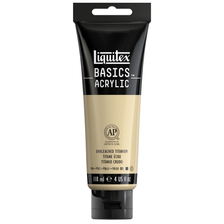 Liquitex BASICS Acrylic Paint, 118 mL Tube, Unbleached Titanium