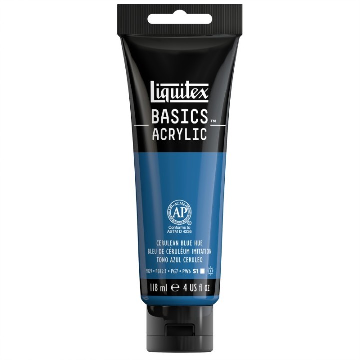 Liquitex BASICS Acrylic Paint, 118 mL Tube, Cerulean Blue Hue