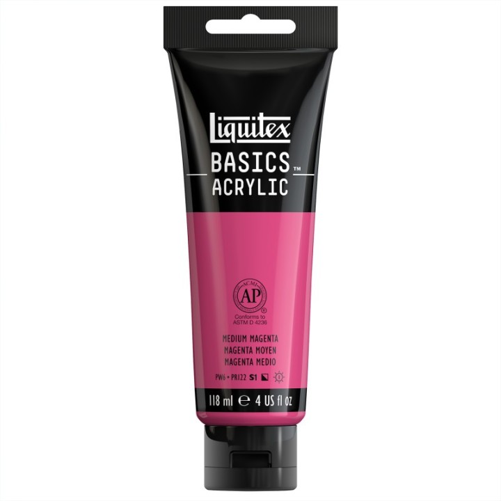 Liquitex BASICS Acrylic Paint, 118 mL Tube, Medium Magenta