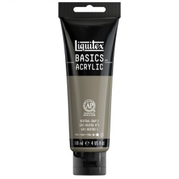 Liquitex BASICS Acrylic Paint, 118 mL Tube, Neutral Gray Value 5