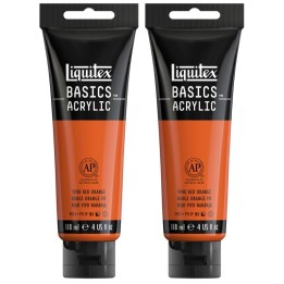 Liquitex BASICS Acrylic Paint, 118 mL Tube, Vivid Red Orange, Pack of 2