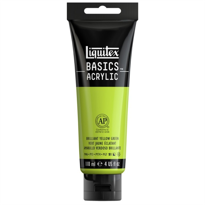 Liquitex BASICS Acrylic Paint, 118 mL Tube, Brilliant Yellow Green