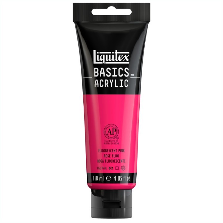 Liquitex BASICS Acrylic Paint, 118 mL Tube, Fluorescent Pink