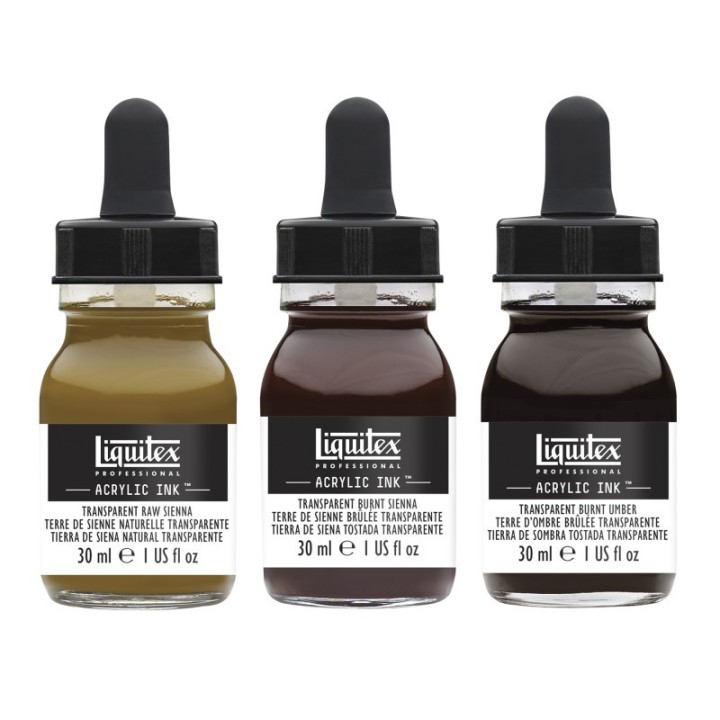 Liquitex Professional Acrylic Ink, Transparent Colors, 30 mL Bottles, Set of 3