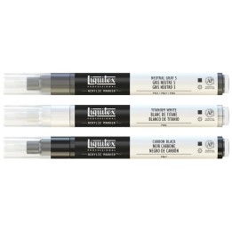 Liquitex Professional Acrylic Paint Markers, Monochrome Colors, 2 mm, Set of 3