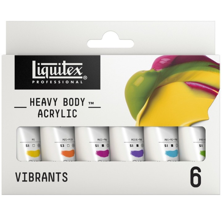Liquitex Professional Heavy Body Acrylic Paint, Vibrant Colors, 22 mL Tubes, Set of 6