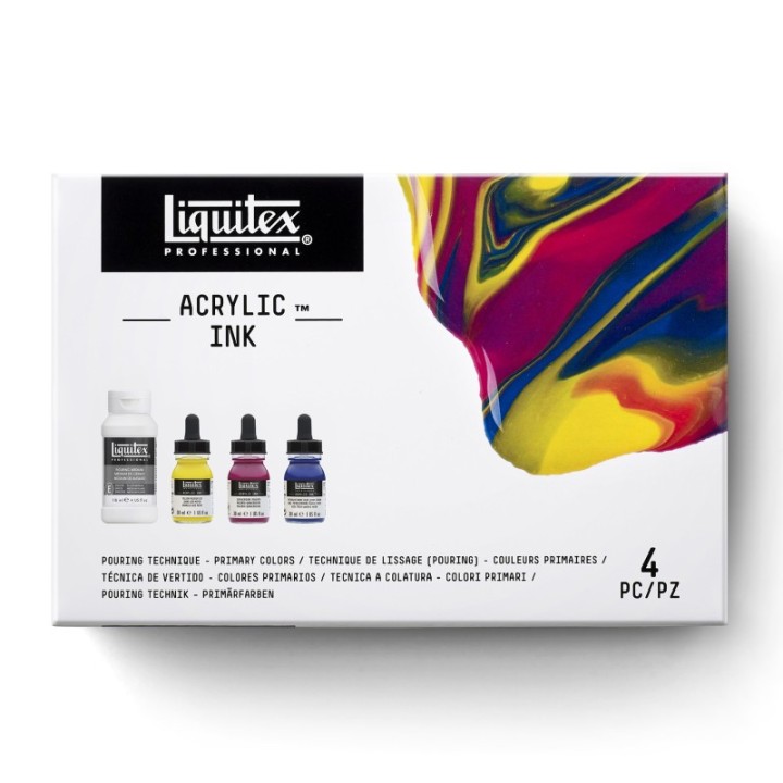 Liquitex Professional Acrylic Ink, Pouring Technique, Primary Colors Set