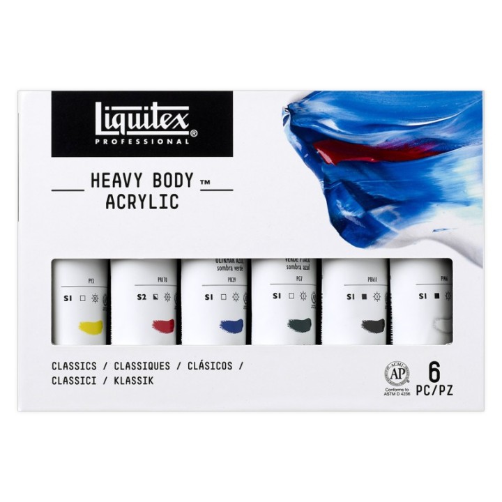 Liquitex Professional Heavy Body Acrylic Paint, Classic Colors, 59 mL, Set of 6