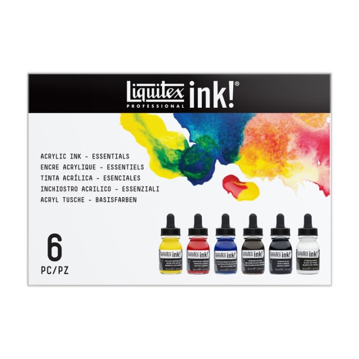 Liquitex Professional Acrylic Ink, Essential Colors, 30 mL Bottles, Set of 6
