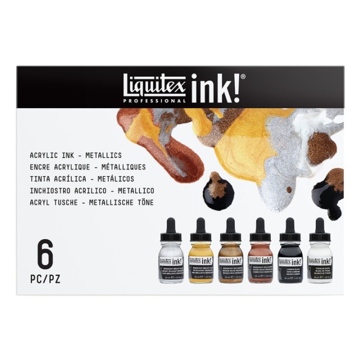 Liquitex Professional Acrylic Ink, Iridescent Colors, 30 mL Bottles, Set of 6