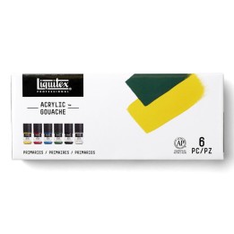 Liquitex Professional Acrylic Gouache Paint, Primary Colors, 22 mL, Set of 6