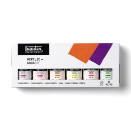 Liquitex Professional Acrylic Gouache Paint, Fluorescent Colors, 59 mL, Set of 6