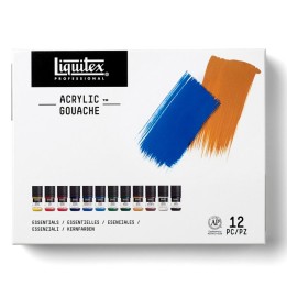 Liquitex Professional Acrylic Gouache Paint, Essential Colors, 22 mL, Set of 12
