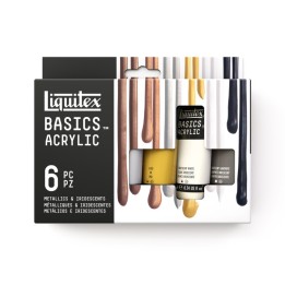Liquitex BASICS Acrylic Paint, Metallic & Iridescent Colors, 22 mL Tubes, Set of 6