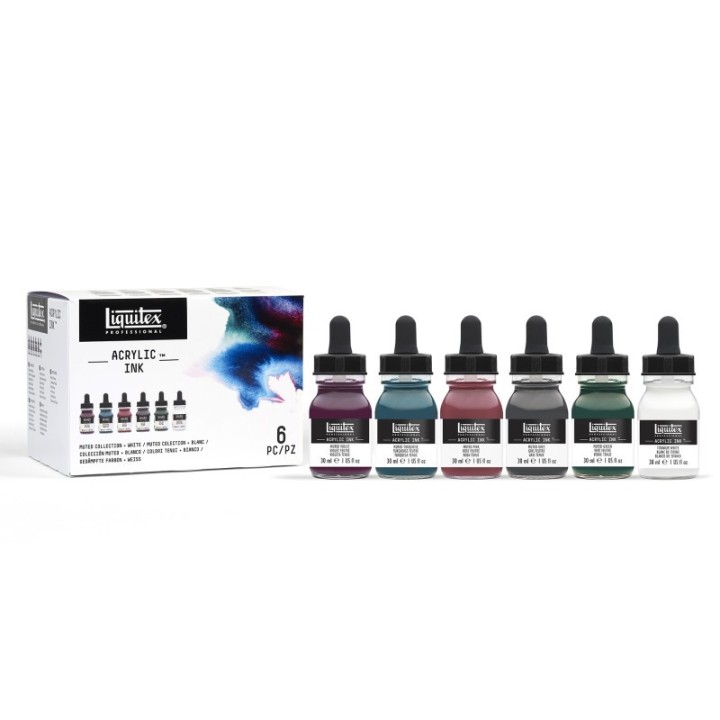 Liquitex Professional Acrylic Ink, Muted Collection, 30 mL Bottles, Set of 6