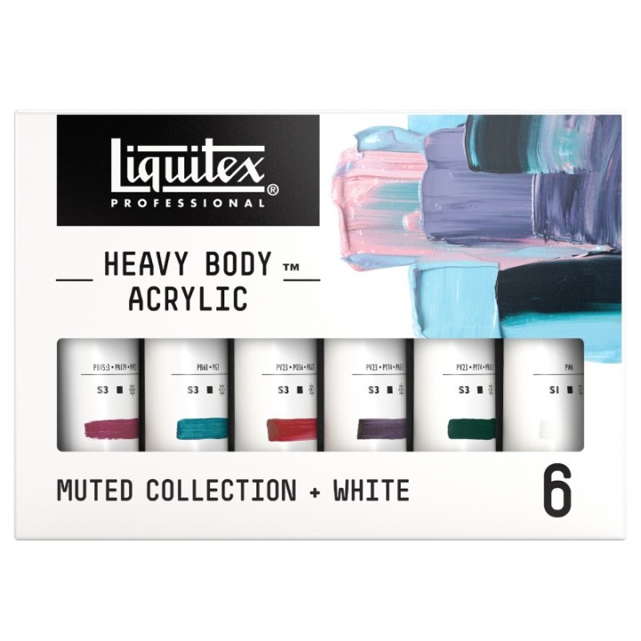 Liquitex Professional Heavy Body Acrylic Paint, Muted Collection, 59 mL, Set of 6