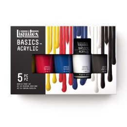 Liquitex BASICS Acrylic Paint, Basic Colors, 75 mL Tubes, Set of 5