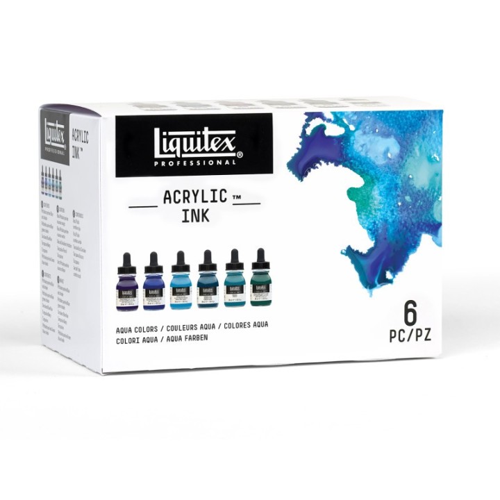 Liquitex Professional Acrylic Ink, Aqua Colors, 30 mL Bottles, Set of 6