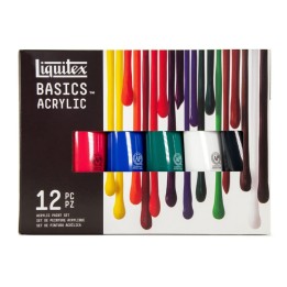 Liquitex BASICS Acrylic Paint, Essential Colors, 118 mL Tubes, Set of 12