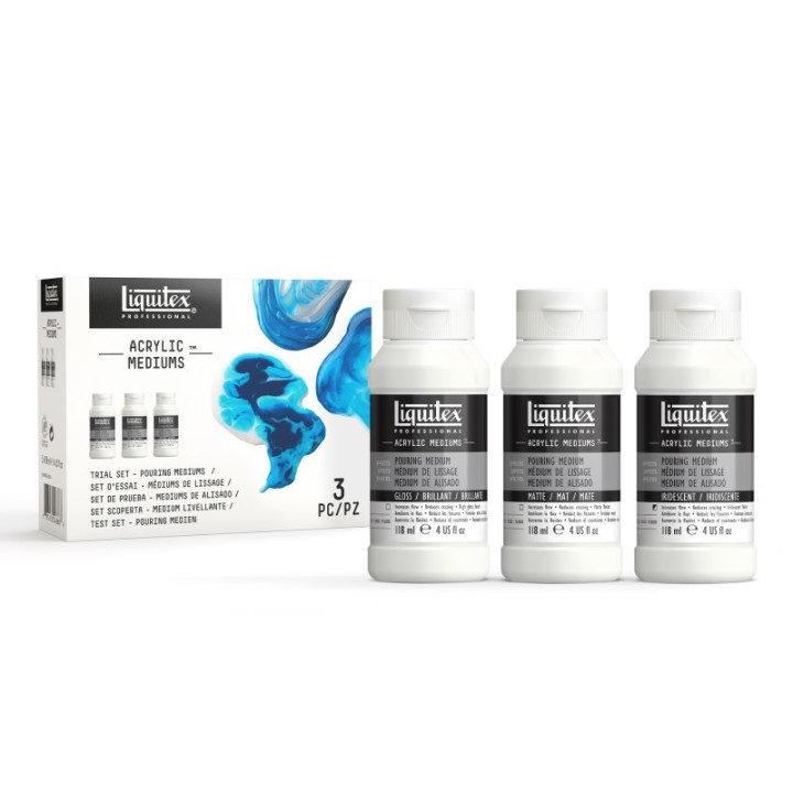 Liquitex Professional Pouring Mediums, Trial Mix, 118 mL Bottles, Set of 3