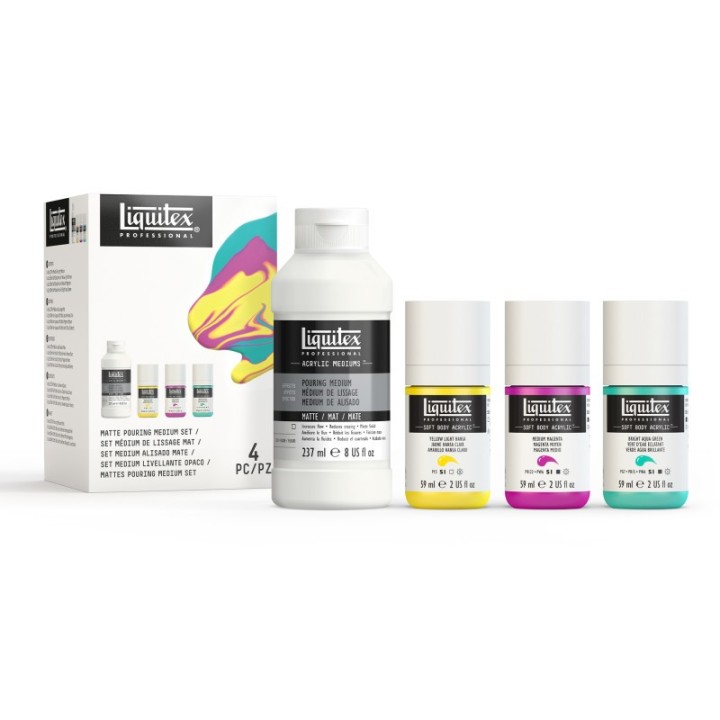 Liquitex Professional Matte Pouring Medium & Soft Body Acrylic Set