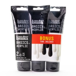 Liquitex BASICS Acrylic Paint, Black & White, 118 mL Tubes, Set of 3