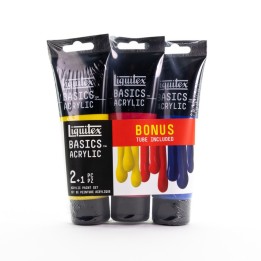 Liquitex BASICS Acrylic Paint, Primary Colors, 118 mL Tubes, Set of 3