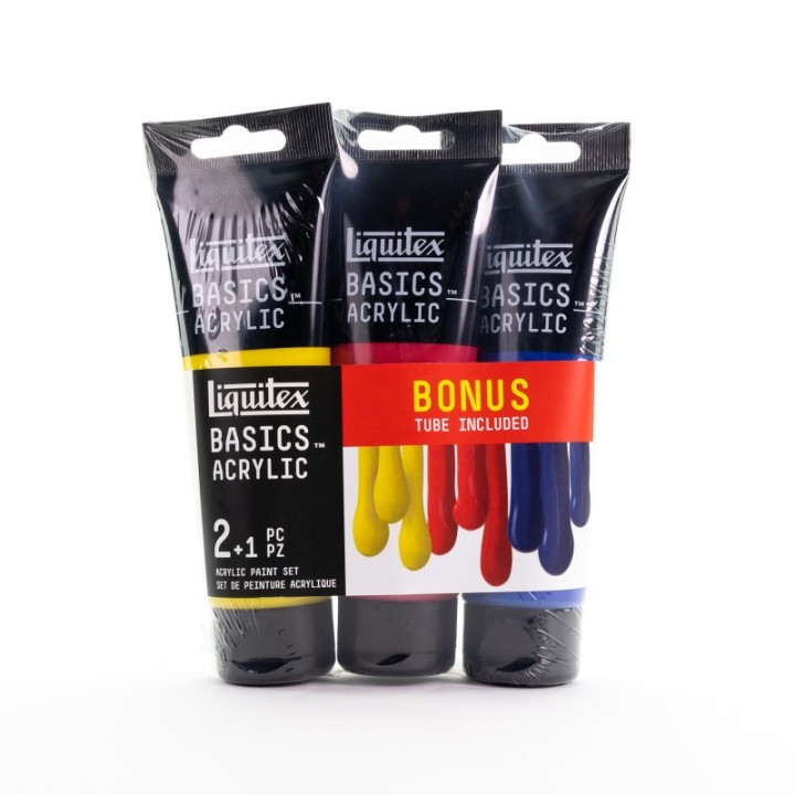 Liquitex BASICS Acrylic Paint, Primary Colors, 118 mL Tubes, Set of 3