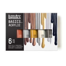 Liquitex BASICS Acrylic Paint, Metallic & Iridescent Colors, 118 mL Tubes, Set of 6