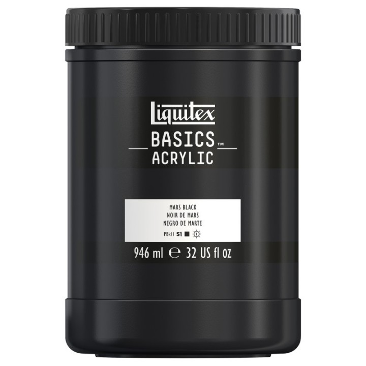 Liquitex BASICS Acrylic Paint, 946 mL (32 oz) Jar, Mars Black