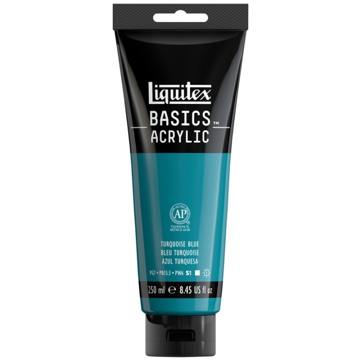 Liquitex BASICS Acrylic Paint, 250 mL, Tube, Turquoise Blue