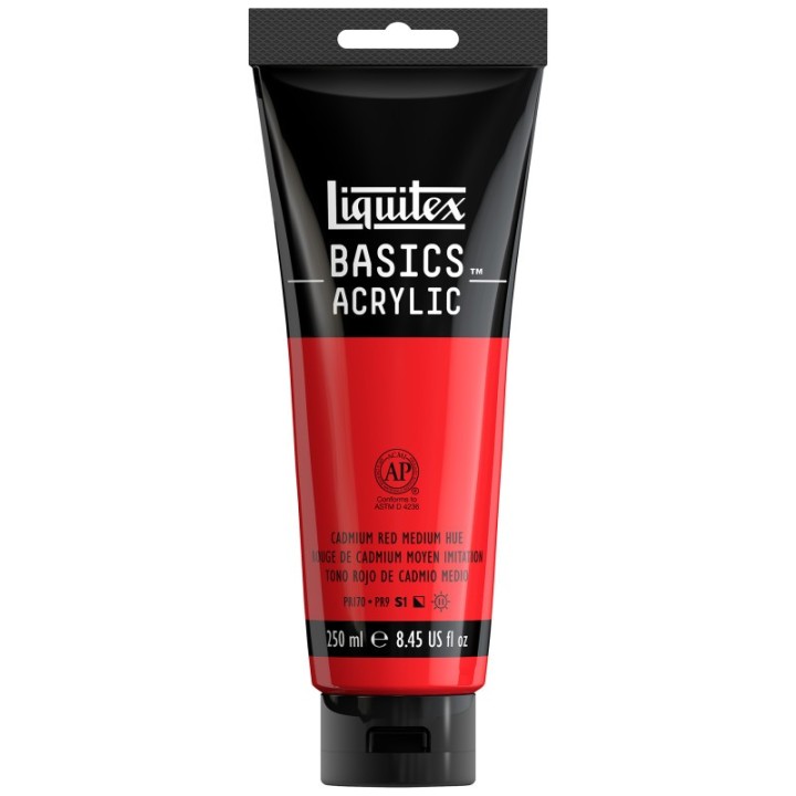 Liquitex BASICS Acrylic Paint, 250 mL, Tube, Cadmium Red Medium Hue